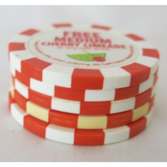 SONIC DRIVE IN 5 Poker Chips FREE MEDIUM CHERRY LIMEADE Mint Collectible Toy - Picture 3 of 5